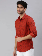 Men Rust Printed Casual Shirt-STANDARDPRINT-1313-Rust